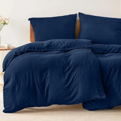 Image de Dreamzie 2 Housses de Couette 135x200 cm avec Taies d&#039;oreiller 80x80 Bleu Foncé Parure Lit en 100% Microfibre Certifié sans Produits Chimiques (Oeko TEX)