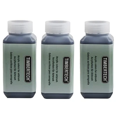 Image de Timbertech Lot de 3 peintures acryliques noires pour aérographe 100 ml Modèle à base d&#039;eau