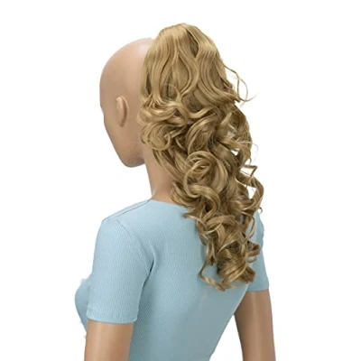 Image de CAISHA Postiche 40cm Avec Pince Papillon Tresse Queue De Cheval Résistant à la chaleu Extension Cheveux Volumineux Ondulé Marron Miel H215
