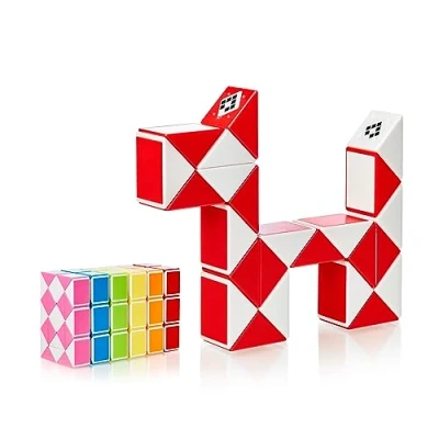 Image de CUBIDI® Magic Snake Cube Jouet de Poche pour Les Enfants 4 à 8 Ans Cadeau Anniversaire invites élèves 24 Blocs 2,3 mm x 1,8 Rouge