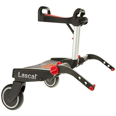 Image de Lascal BuggyBoard Maxi+, Planche avec assise et grande plateforme, Accessoire pour enfants de 2 à 6 ans (22 kg), Compatible toutes les poussettes, noire