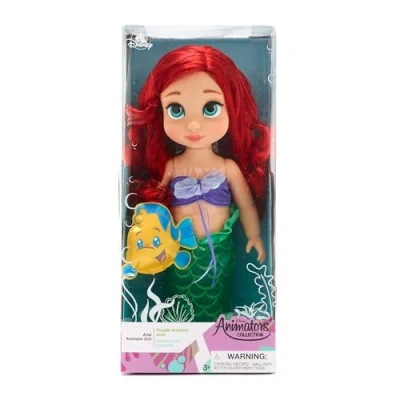 Image de Disney Store poupée La Petite Sirène, Ariel, Collection Animator, 39 cm / 15&quot; avec Chevelure réaliste et Tenue, Peluche Polochon en Satin, pour Les Enfants de 3 Ans Plus.