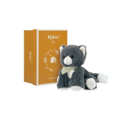 Image de KALOO Les Amis Peluche Bébé Chamallow Le Chat 13 cm Matière Très Douce Boîte Cadeau Dès la Naissance, K970004