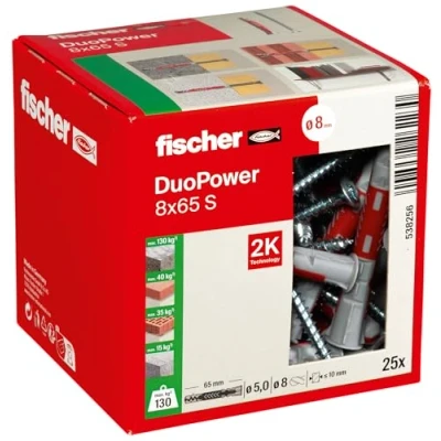 Image de fischer Cheville bi matière et multi matériaux DUOPOWER 8x65 avec vis/Boîte de 25