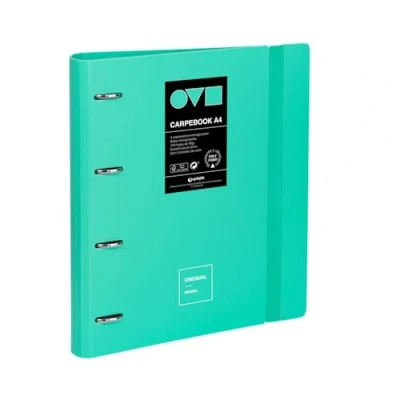 Image de Grafoplas Classeur à 4 anneaux A5, en polyfoam, résistant et ultraléger, Unequal Minimal Mint, avec recharge, ronds de 25 mm, parfait pour organiser les fournitures scolaires