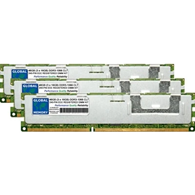 Image de 48Go (3 x 16Go) DDR3 1066MHz PC3 8500 240 PIN ECC REGISTERED DIMM (RDIMM) MÉMOIRE KIT POUR SERVEURS/WORKSTATIONS/CARTES MERES (12...