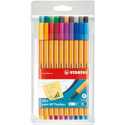 Image de Stylo feutre pointe fine STABILO Point 88 Pochette x 20 stylos feutres Coloris assortis