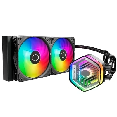Image de Cooler Master MasterLiquid Atmos 240 Black Watercooler CPU Kit Watercooling AIO, Pompe à Double Chambre, Ventilateurs Sickleflow 120 Edge, ARGB Gen 2, Brackets LGA1700 &amp; AM5