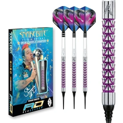 Image de RED DRAGON Peter Wright Snakebite Vyper 20g Barrel, 22g Full Weight Softip Tungsten Darts with Flights &amp; Stems