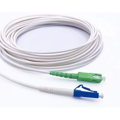 Image de Elfcam® Câble à Fibre Optique SC/APC LC/UPC Monomode Simplex, Jarretière LSZH, Blanc (1M)