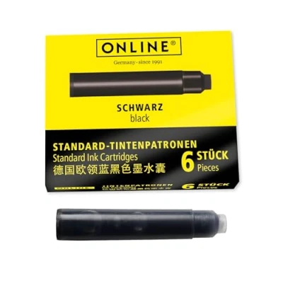 Image de ONLINE 6x Recharges d&#039;encre pour stylos plumes I compatible avec Pelikan, Stabilo, Schneider etc encre noir cartouches universelles