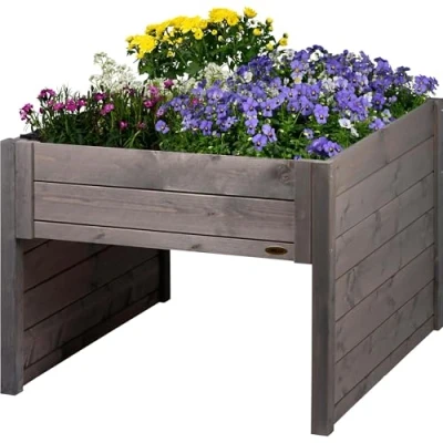 Image de dobar® Grand Garage pour Robot Tondeuse en Bois avec bac à Plantes Film Gazon 79 x 73 56 cm Anthracite