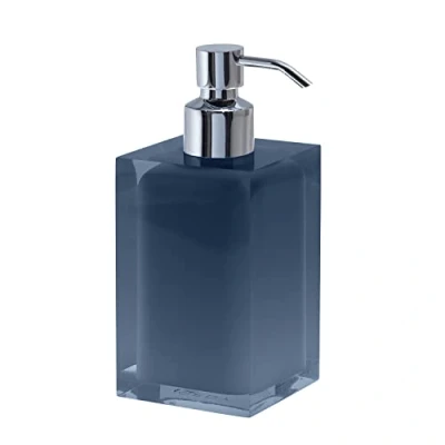 Image de GEDY Auckland Distributeur de Savon en résine Transparente, Couleur Bleu pétrole, Dimensions 16,2 x 7 cm et Poids 0,4 kg