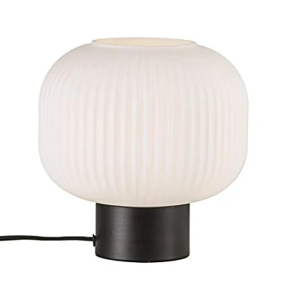 Image de Nordlux Lampe de table MILFORD, E27, IP20, verre opale, base noire