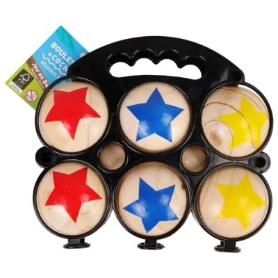 Image de BLUE SKY 6 Boules de Pétanque Jeu Plein Air 048047A Multicolore 2 à Joueurs Bois 22 cm x 17 Jouet Enfant d&#039;Adresse et À Partir 5 Ans