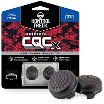 Image de KontrolFreek CQCX Poignées de Pouce pour Manette PlayStation 4 (PS4) et 5 (PS5) 2 Joysticks Performance Convexes Taille Moyenne Noir
