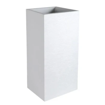 Image de EDA Plastiques Pot carré GRAPHIT Blanc cérusé 39,5 x 80 cm 13738 BL.CER SX1