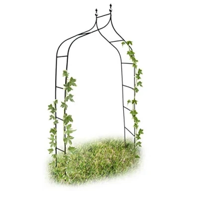 Image de Set de 2 Arches à rosiers courbée avec Pointe, métal 2,4 m, Arceau Jardin, obélisque, tuteur Plantes grimpantes, Vert