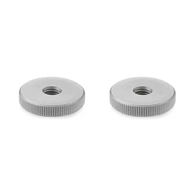 Image de Ganter Normelemente Écrous moletés plats (forme basse) DIN 467 M12 NI 2 pièces Acier inoxydable, sablé mat Filetage :