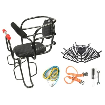 Image de KKPW Vélo électrique Siège arrière pour Enfant de Montagne d&#039;enfant bébé avec Garde Corps Haut,Noir 2