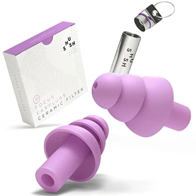 Image de Shush Focus Earplugs Bouchons d&#039;oreille Moins de distraction, meilleure concentration, augmentation la productivité Filtre en céramique (SNR 24 dB) Réutilisable plus 365x