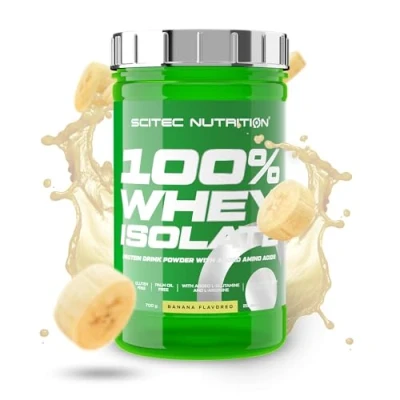 Image de Scitec Nutrition 100% Whey Isolate Pure Protein Power avec BCAAs Glutamine &amp; Arginine Formule sans sucre ni gluten, 700 g, Banane