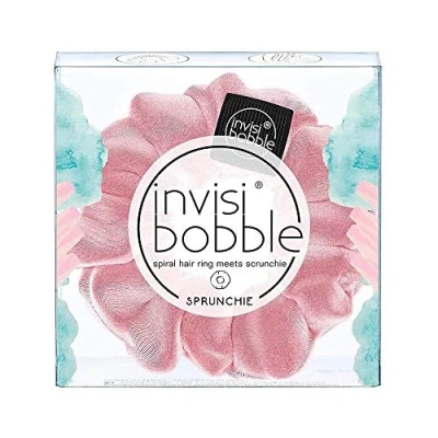 Image de Invisibobble Chouchou cheveux rose Sprunchie Prima Ballerina femme et homme en velours avec un elastique spirale à l&#039;interieur