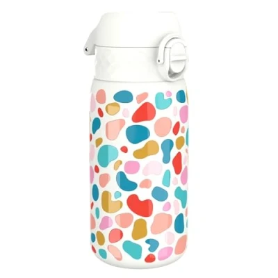 Image de Ion8 Gourde Isotherme Enfant, Inox, 320ml, Anti Fuite, Facile à Ouvrir, Verrouillage Sécurisé, Lavable au Lave Vaisselle, Poignée de Transport, Durable, Acier Inoxydable, Motif 3D Éclaboussures