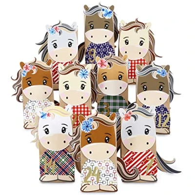 Image de Papierdrachen Calendrier de l&#039;Avent DIY à remplir Chevaux perforés avec 24 Sacs en Papier Brun et fabriquer soi même Noël 2021.