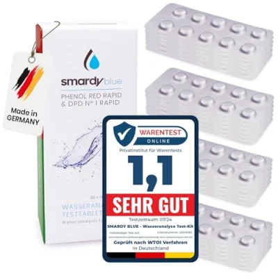 Image de SMARDY 240 Comprimés de Test Rapide 120x Phenol Red (Test Valeur du pH) et DPD1 (Chlore Libre) Analyse la Qualité l&#039;eau Réactif pour Piscine d&#039;Aquarium d&#039;eau Potable