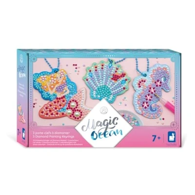 Image de Janod Magic Ocean 3 Porte Clés à Diamanter Fabrication Kit Loisir Créatif Enfant Apprentissage Motricité Fine et Concentration Dès 7 Ans J07793