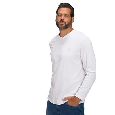 Image de JP1880 Basic COL V IMPRIMÉ Tshirt à manches longues, Homme, Taille: 4XL, Schneeweiß
