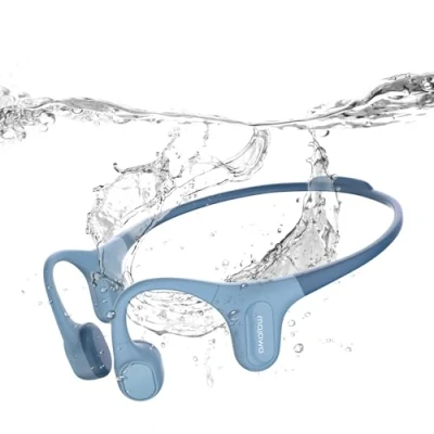 Image de mojawa Run Plus Casque à Conduction osseuse Bluetooth, de Sport sans Fil avec 32G MP3 pour la Course Pied, Natation, Le Cyclisme, Gym et l&#039;entraînement, Bleu