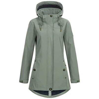 Image de Ankerglut Manteau Softshell pour Femme avec Capuche doublée Veste Demi Saison #AnkerglutBrise, Gris Ardoise, 50