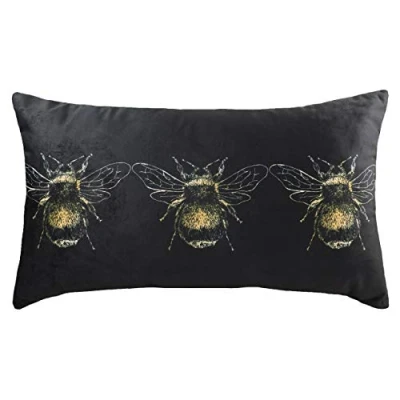 Image de Evans Litchfield Housse de Coussin Motif Abeille dorée Noir 30 x 50 cm