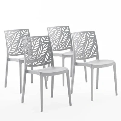 Image de RATTATAN Dafne Chaises en résine renforcée de Fibre Verre, empilables, Usage intérieur et extérieur (4, Gris Clair)