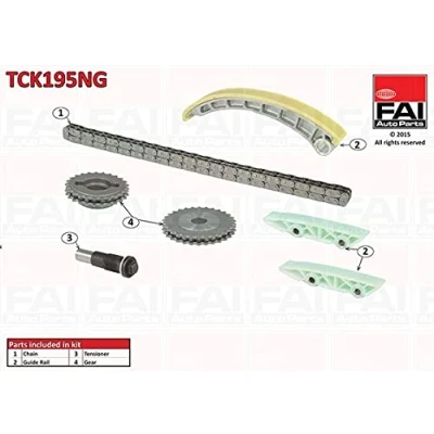 Image de FAI AutoParts TCK195NG Jeu de distribution à chaînes sans joints, avec roues dentées roue dentée duplex, Chaîne rouleaux