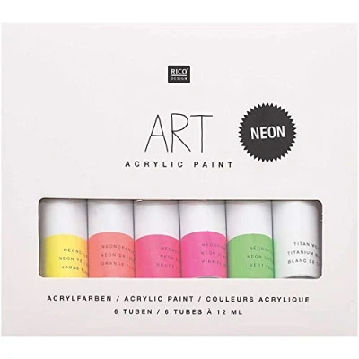 Image de Rico Design Set Peinture Acrylique Fluo 6 x 12 ML
