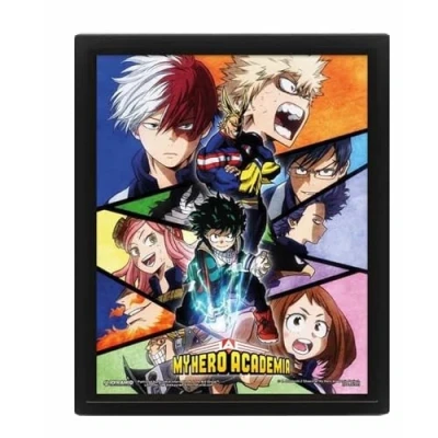 Image de Pyramid International Cadre lenticulaire 3D Vrai Effet de Mouvement et Profondeur My Hero Academia Team Idée Cadeau Anniversaire 25.5x20.5 Licence Officielle