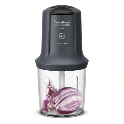 Image de Moulinex Multi Moulinette Hachoir électrique, 500 W, Capacité utile ml, 2 vitesses, Intuitif, Émince, Hache, Mixe, Accessoires compatibles lave vaisselle, Fabriqué en France AT711B10