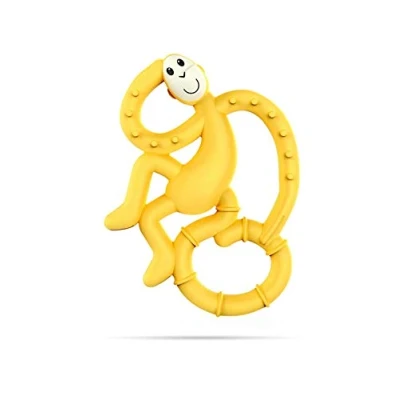 Image de Matchstick Monkey, Anneau de dentition en silicone antimicrobien, facile à saisir, sans BPA, partir 3 mois, 10 cm, jaune mini singe