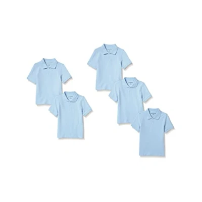 Image de Amazon Essentials Polos en piqué à Manches Courtes Garçon, Lot de 5, Bleu Clair, 4 Ans