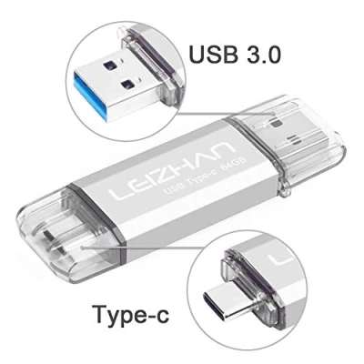 Image de LEIZHAN Clé USB Type C 64 Go,Flash Drive 3.0 OTG pour Huawei Samsung Smartphone Android de Argent