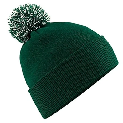 Image de Unisexe Beechfield Snowstar Duo d&#039;hiver Bonnet en tricot à pompon Vert Taille unique