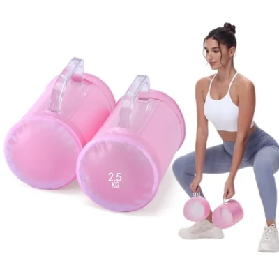 Image de DEIRIS Haltères à Eau, réglables Pliables, Sac Eau Fitness, poids de voyage, jusqu&#039;à 5 kg/paire, pour l&#039;entraînement en force, Sable Alternative