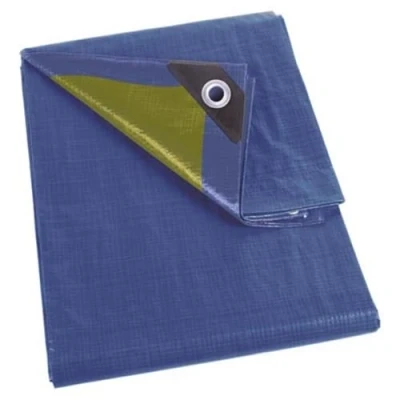 Image de Perel Bâche, bâche imperméable, bache de Protection extérieur, hivernage, très résistante, 26 œillets, Angles renforcés, rectangulaire, Bleu/Vert, 110 g/m², 5 x 8 m