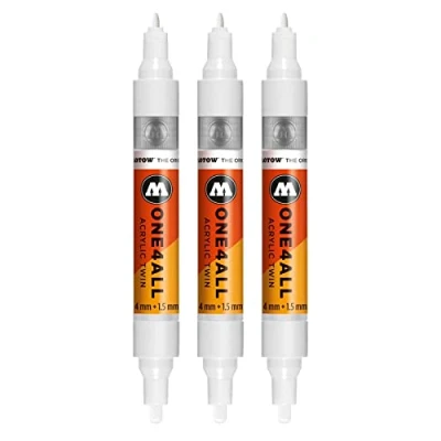 Image de Molotow mo227411 ONE4all Acrylic Twin pour charpentier, signalweiß, Lot de 3
