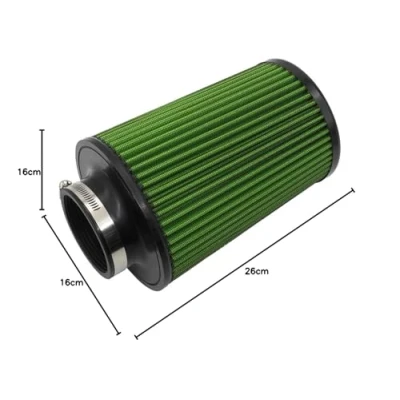 Image de filtre à air conique universel 76 mm, 89 101 haute performance, entrée d&#039;air, cône rond, nettoyant pour voiture de course, sport, 3 tailles en 1 (vert)