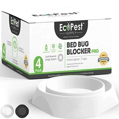 Image de Intercepteurs de Punaises Lit Lot 4 Bed Bug Blocker (Pro) Pièges (Blancs) Piège à Insectes, Dispositif Contrôle, et Détecteur pour Pieds