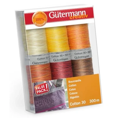 Image de Gutermann Fil Ensemble, Coton, Bleu/Vert, 300m, Set de 600 Pièces